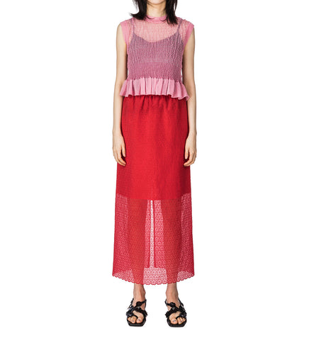CBDONNA SKIRT WINDFLOWER EMB RED