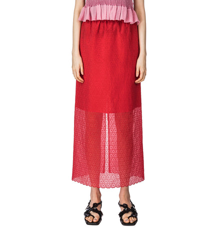 CBDONNA SKIRT WINDFLOWER EMB RED