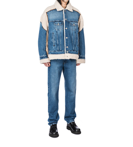 SHEARLING AND DENIM JACKET BLUE/BEIGE