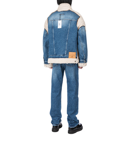 SHEARLING AND DENIM JACKET BLUE/BEIGE