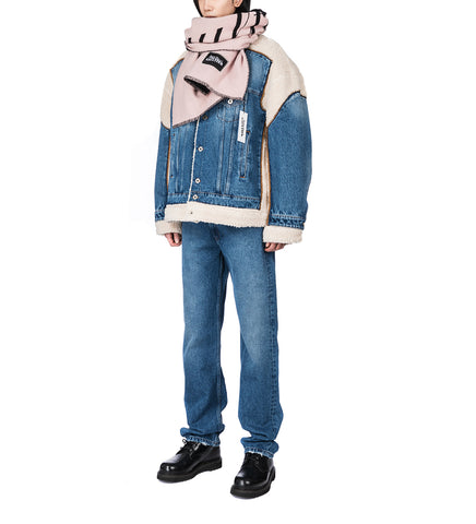 SHEARLING AND DENIM JACKET BLUE/BEIGE