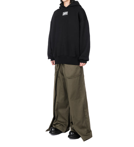 LACE LABEL OVERSIZED HOODIE BLACK