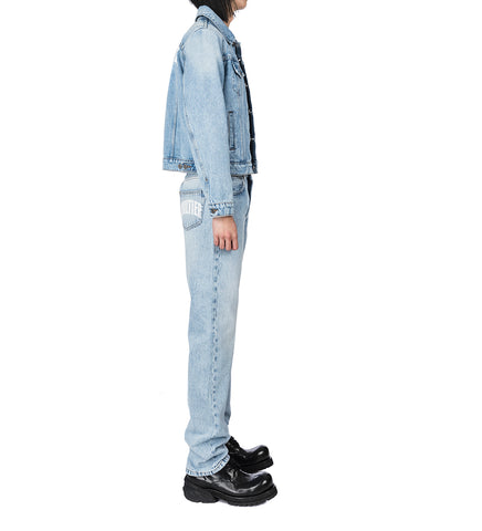 DENIM JACKET WITH LOGO LIGHT BLUE