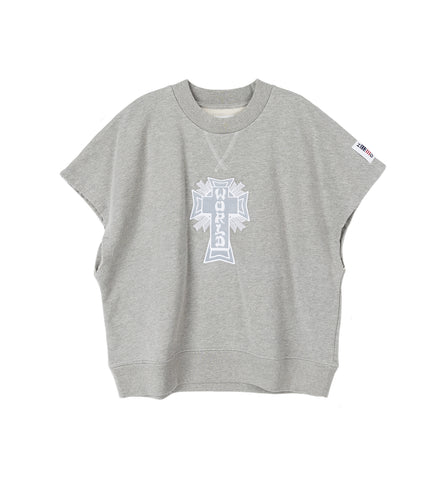 DOG WORLD CAP SLEEVE CREW HEATHER GREY