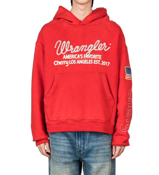 CHERRY LOS ANGELES X WRANGLER HOODIE RED