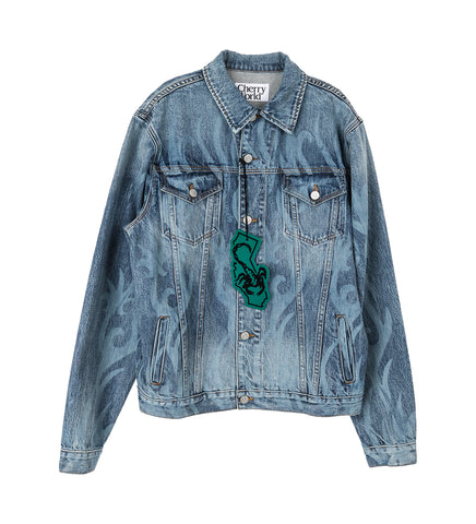 DENIM TRUCKER JACKET TRIBAL LASERS