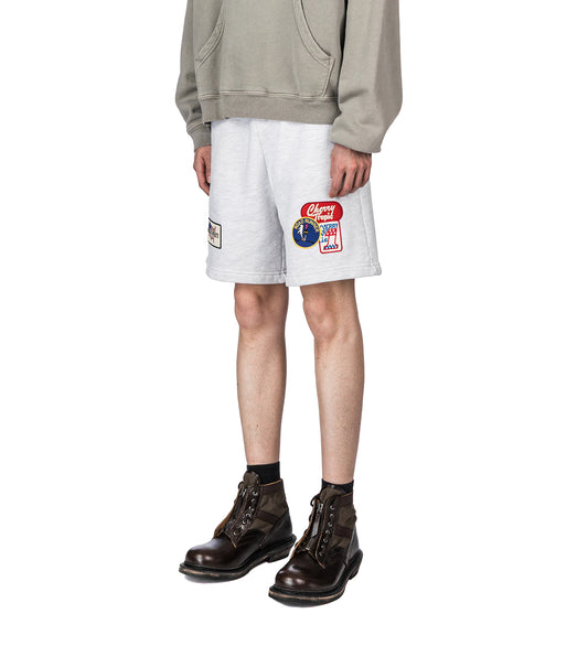 PATCHWORK SWEATSHORTS WHITE HEATHER