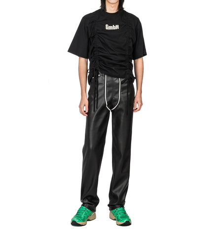 ALMA PLEATHER TROUSER WITH TWO ZIPPERS BLACK