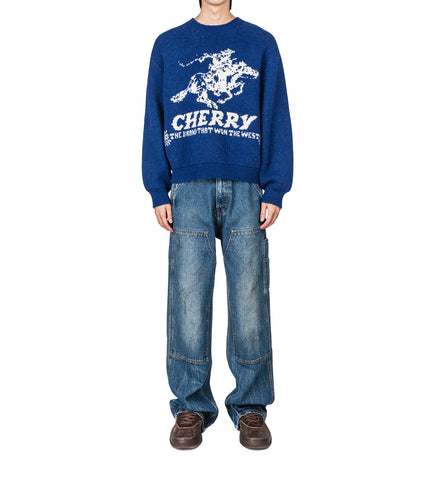 WON THE WEST KNIT CREW ROYAL BLUE