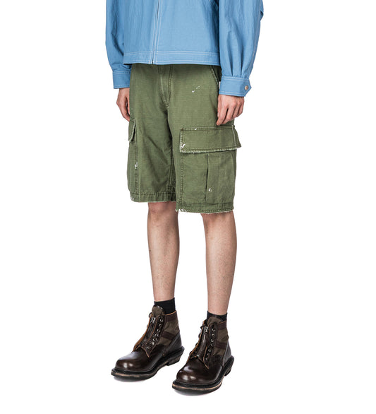 WIDE LEG CARGO SHORTS ARMY GREEN