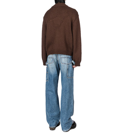 CHERRY LOS ANGELES X WRANGLER COTTON FRISE KNIT ZIP-UP BROWN