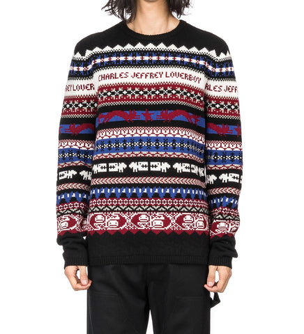 FINE FAIRISLE JUMPER BLACK/BLUE/PURPLE