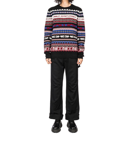FINE FAIRISLE JUMPER BLACK/BLUE/PURPLE