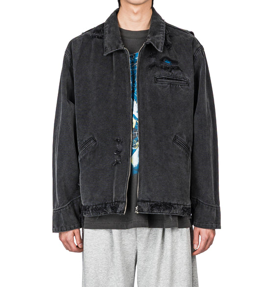 HENCH DISTRESSED WORK JACKET BLACK