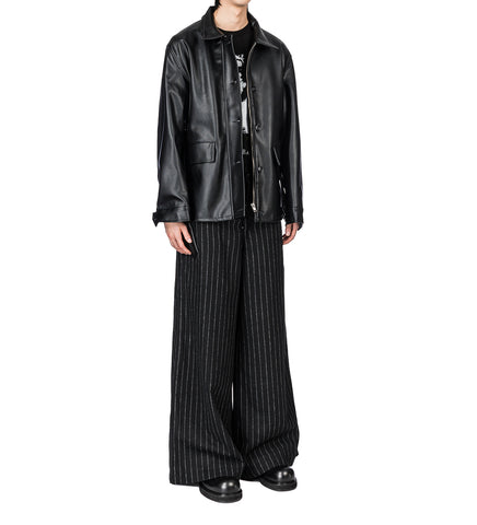 BELTED LEATHER JACKET BLACK