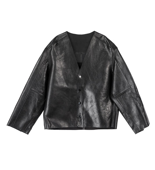 MINIMAL LEATHER JACKET BLACK
