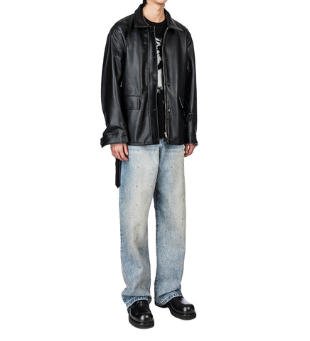 LAX BAGGY STUDDED DENIM WASHED BLUE