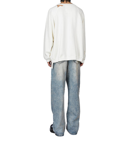 LAX BAGGY STUDDED DENIM WASHED BLUE