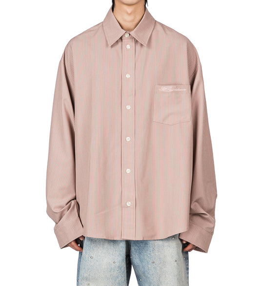 ALLEYWAY BROWN STRIPED BUTTON UP BROWN