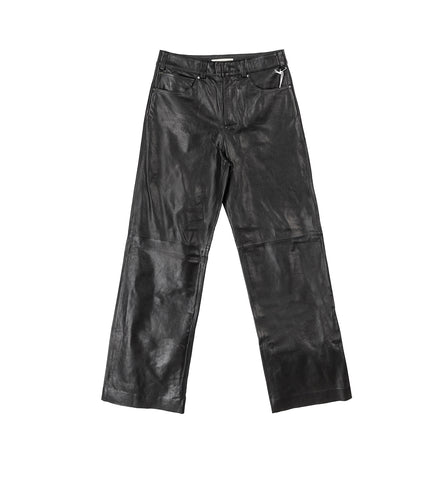 LEATHER STRAIGHT LEG PANT BLACK