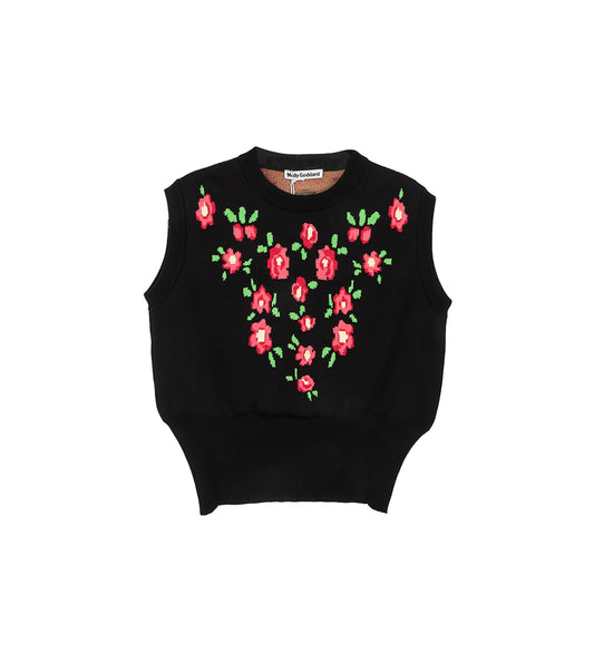 ROSIE FLORAL VEST BLACK