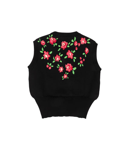 ROSIE FLORAL VEST BLACK