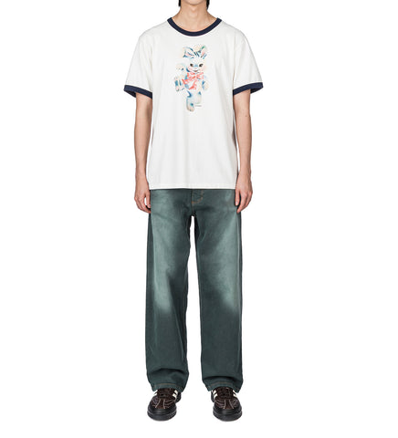 SUN DYED BAGGY DENIM PANTS DARK GREEN