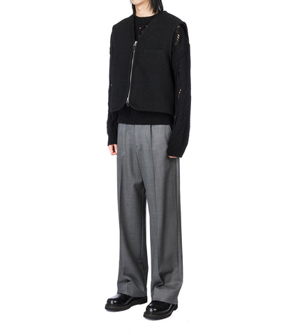 TOP VEST EVENING BLACK BOUCLE WOOL