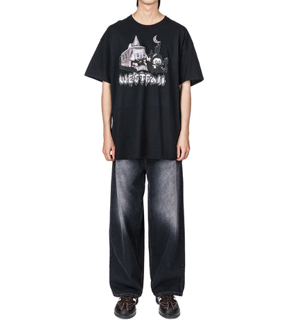 SUN DYED EXTRA BAGGY DENIM PANT BLACK