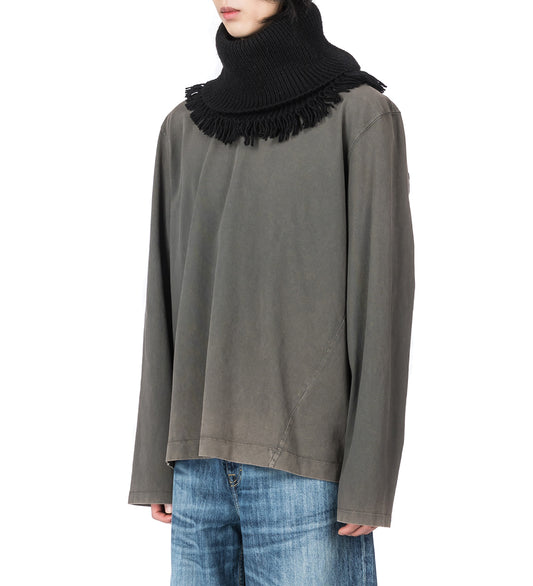 FUNNEL SNOOD BLACK FISHERMAN WOOL