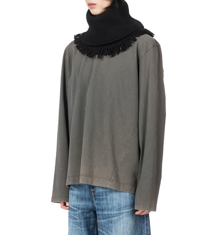 FUNNEL SNOOD BLACK FISHERMAN WOOL
