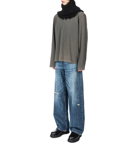 FUNNEL SNOOD BLACK FISHERMAN WOOL