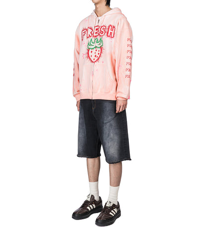 SUN DYED BAGGY DENIM SHORTS BLACK