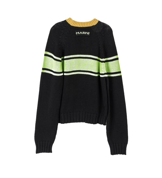 COLOR BLOCK STRIPE SWEATER BLACK