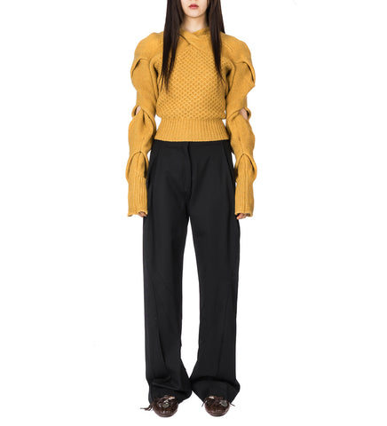 DENDRA CABLED PULLOVER KNIT GOLD