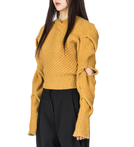 DENDRA CABLED PULLOVER KNIT GOLD