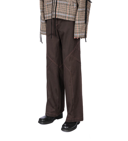 PLEATED STRAIGHT TROUSERS BROWN
