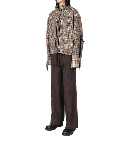 PLEATED STRAIGHT TROUSERS BROWN
