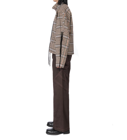 PLEATED STRAIGHT TROUSERS BROWN