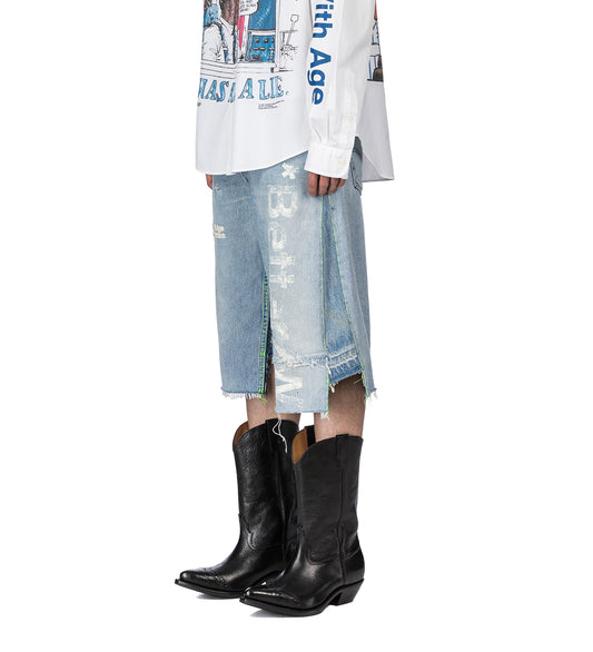 CLEMENTINE DOUBLE-WIDE LONG DENIM SHORT INDIGO 32