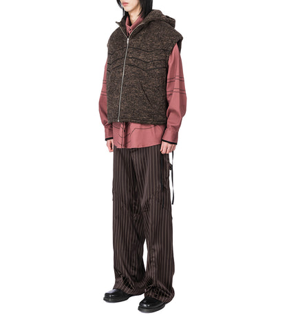 PADDED HOODED VEST BROWN