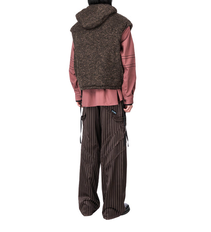 PADDED HOODED VEST BROWN