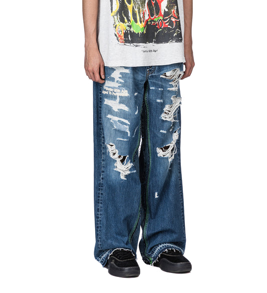 SMOKED DOUBLE-WIDE DENIM INDIGO