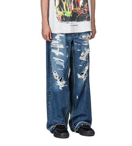 SMOKED DOUBLE-WIDE DENIM INDIGO