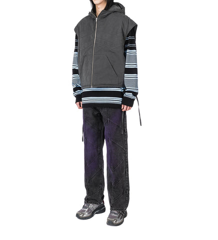 PADDED HOODED VEST DARK GREY
