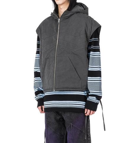 PADDED HOODED VEST DARK GREY