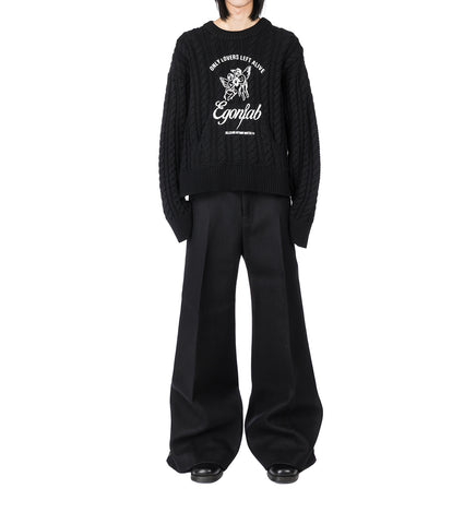 CREWNECK SWEATER WITH PRINT BLACK