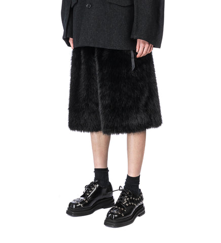 FAUX FUR BOXING SHORTS BLACK