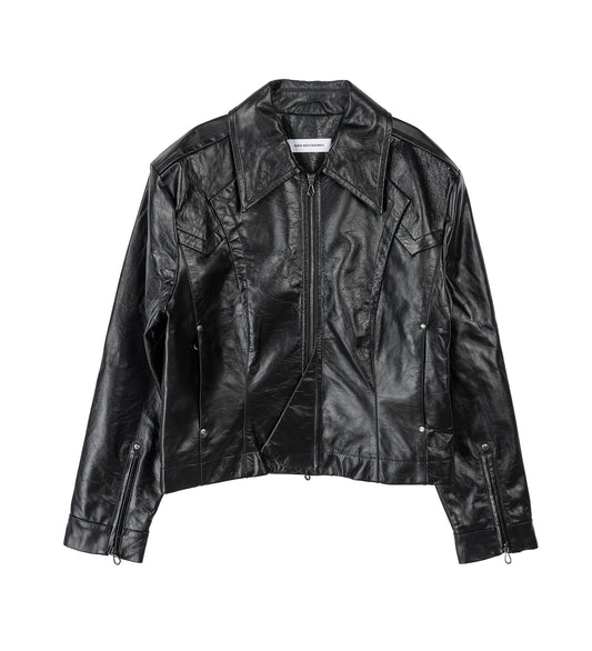 KRANER CROPPED LEATHER BLOUSON RAVEN BLACK
