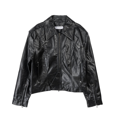 KRANER CROPPED LEATHER BLOUSON RAVEN BLACK